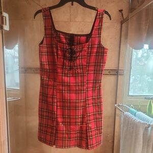 Vintage Lip Service Red Plaid Mini Dress